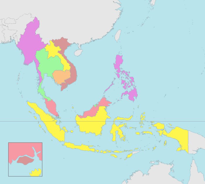 East and southeast asia blank map