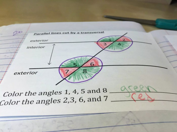 Parallel lines cut by a transversal activity