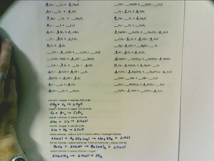 Unit chemical reactions predicting products - dr/c - ws #6